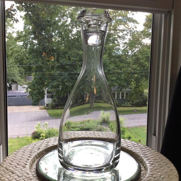 LENOX Crystal Decanter Etched USA Stopper 11.5" Wine Whiskey Carafe VTG Barware - Picture 8 of 9